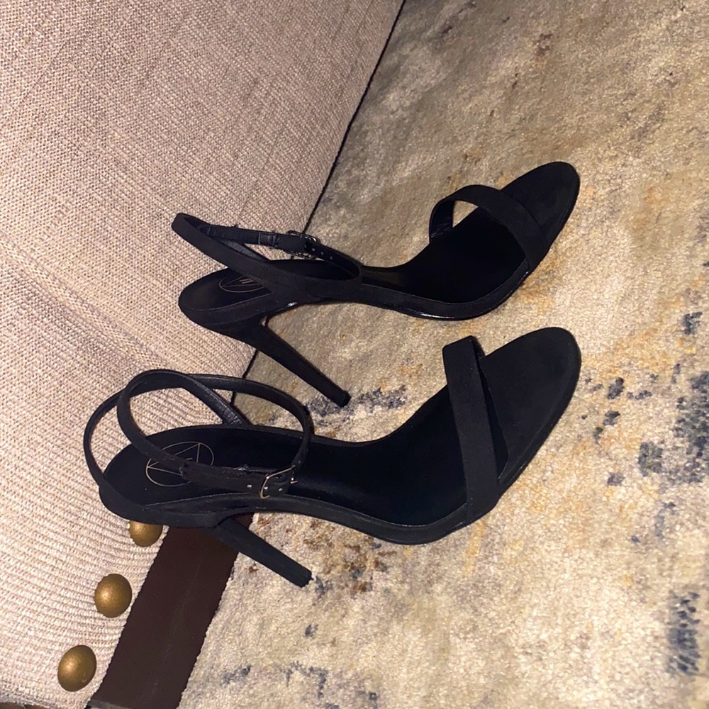 Black strap heels